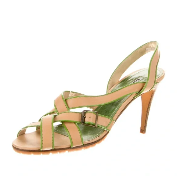 Manolo Blahnik Leather Slingback Sandals - Picture 2 of 5
